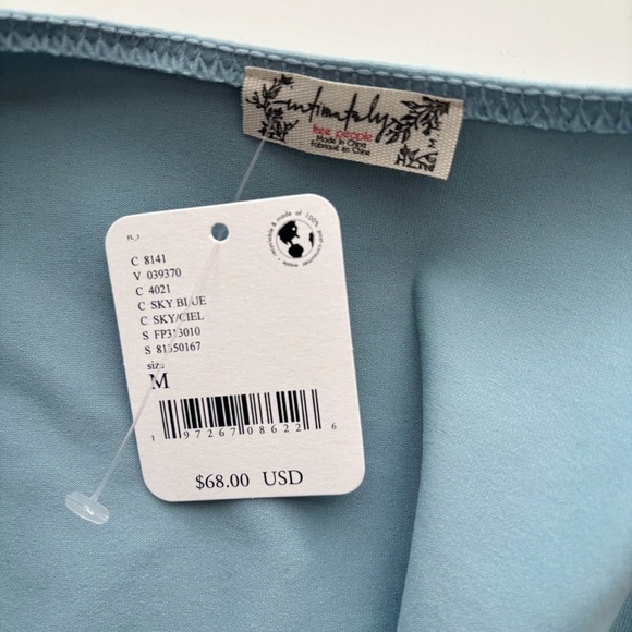 Free People Va Va Voop Bodysuit Medium Puff Sleeve Sky Blue NEW NWT - Picture 6 of 10